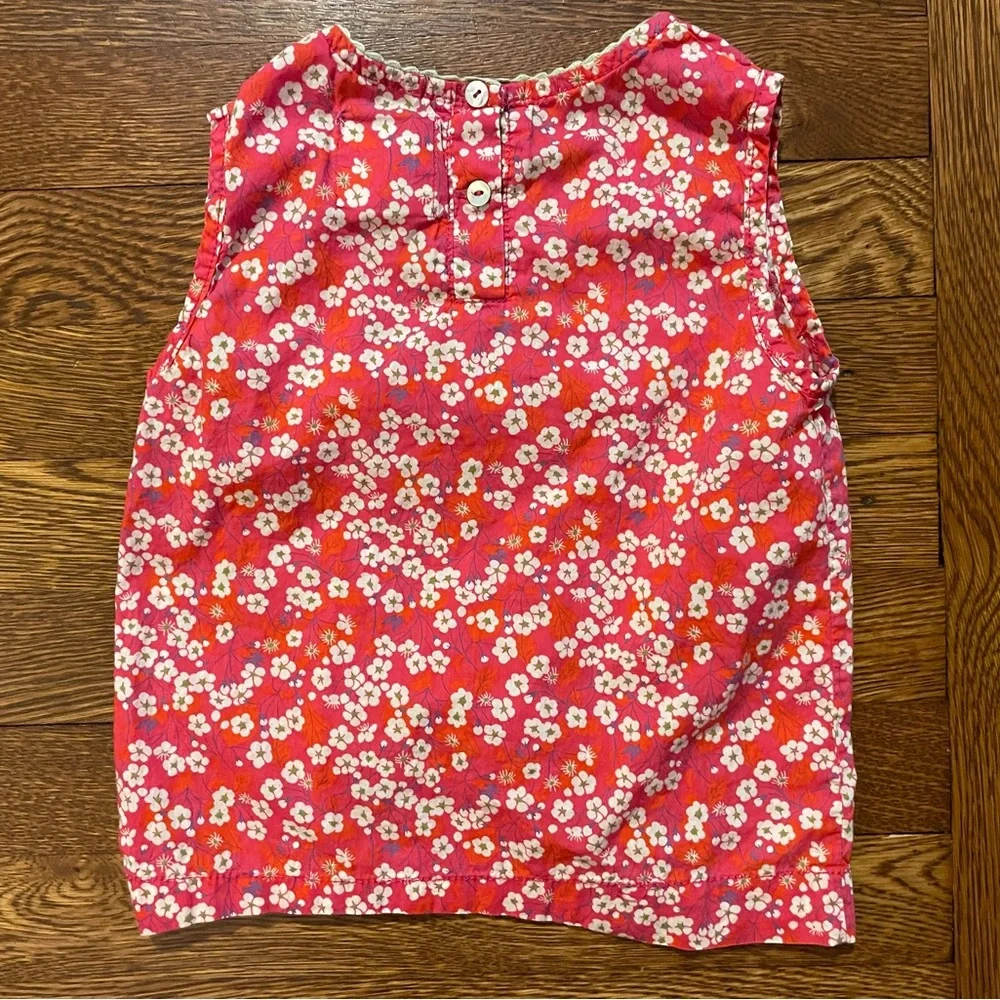 Peek Red Cotton Floral Sleeveless Shirt Size 2-3 Years